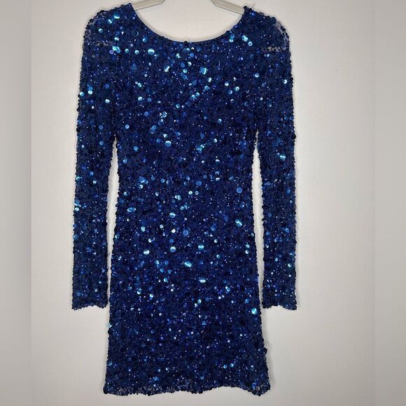 Aidan Mattie Sequin Long Sleeve Dress - Picture 2 of 7